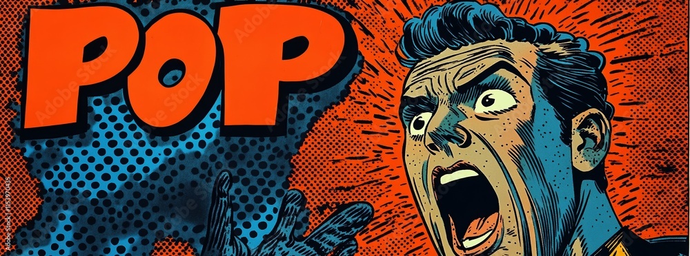 Shocked Man in Comic Book Style Shocked Man in Comic Book Style