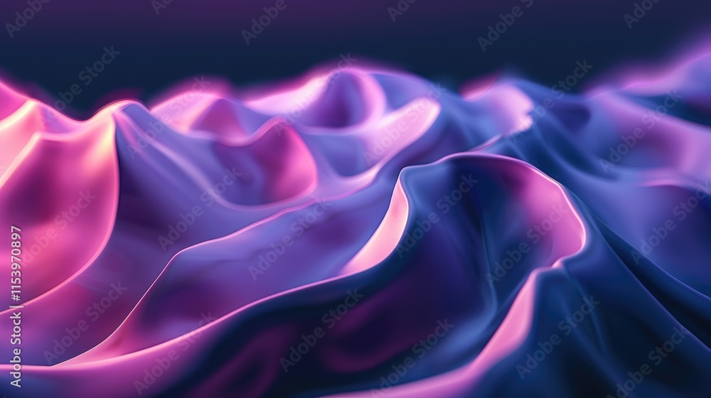 Fototapeta premium Abstract waves in vibrant colors create a serene, digital landscape.