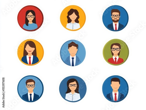 Human Resource Hiring Recruitment Job Assessment Management Diverse set of illustrated business avatars for professional use.