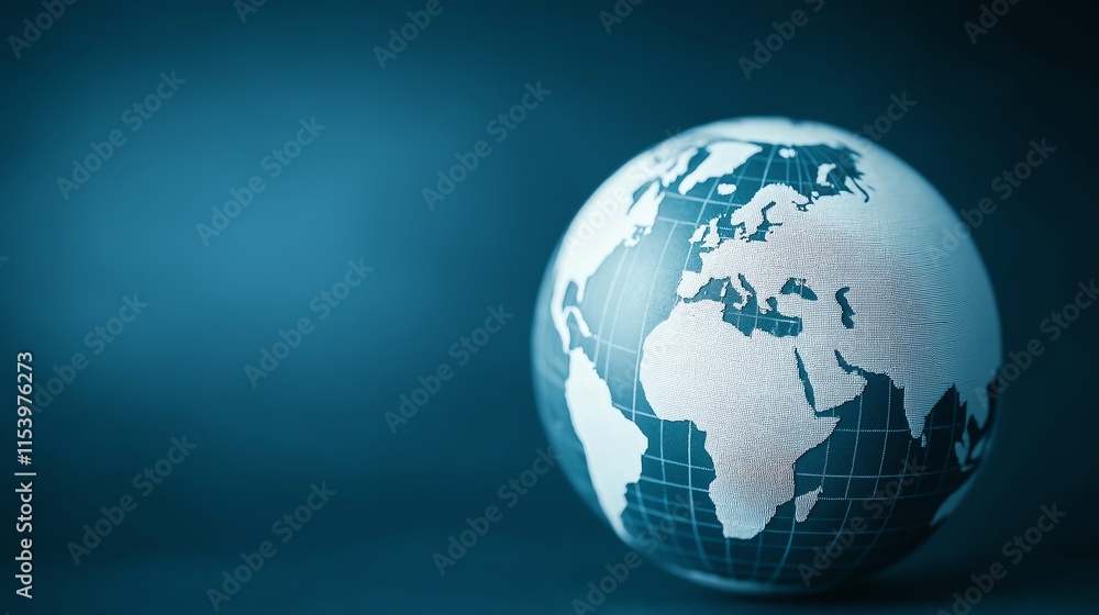 A close-up view of a globe displaying a stylized map of the world on a blue background, symbolizing global connection and geography in a modern context. A close-up view of a globe displaying a stylized map of the world on a blue background, symbolizing global connection and geography in a modern context.