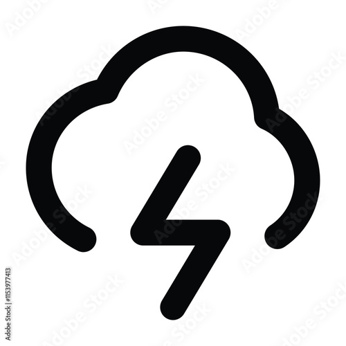 Thunder storm icon with cloud, lightning and rain. Simple weather logo of thunderstorm with thonderbolt. Flat illustration isolated on background