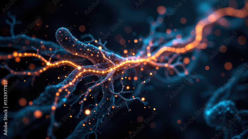 A close-up of a Vagus Nerve Stimulation device showing its electrical connectivity with glowing fibers against a dark background. A close-up of a Vagus Nerve Stimulation device showing its electrical connectivity with glowing fibers against a dark background.