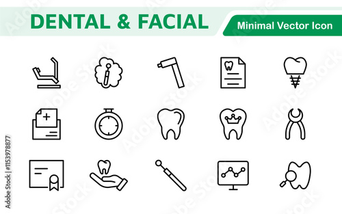 Dental Icon Set. A comprehensive collection of vibrant and professional icons for dental practices, perfect for patient communication to promote oral health awareness.