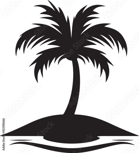 Palm tree silhouette vector art.