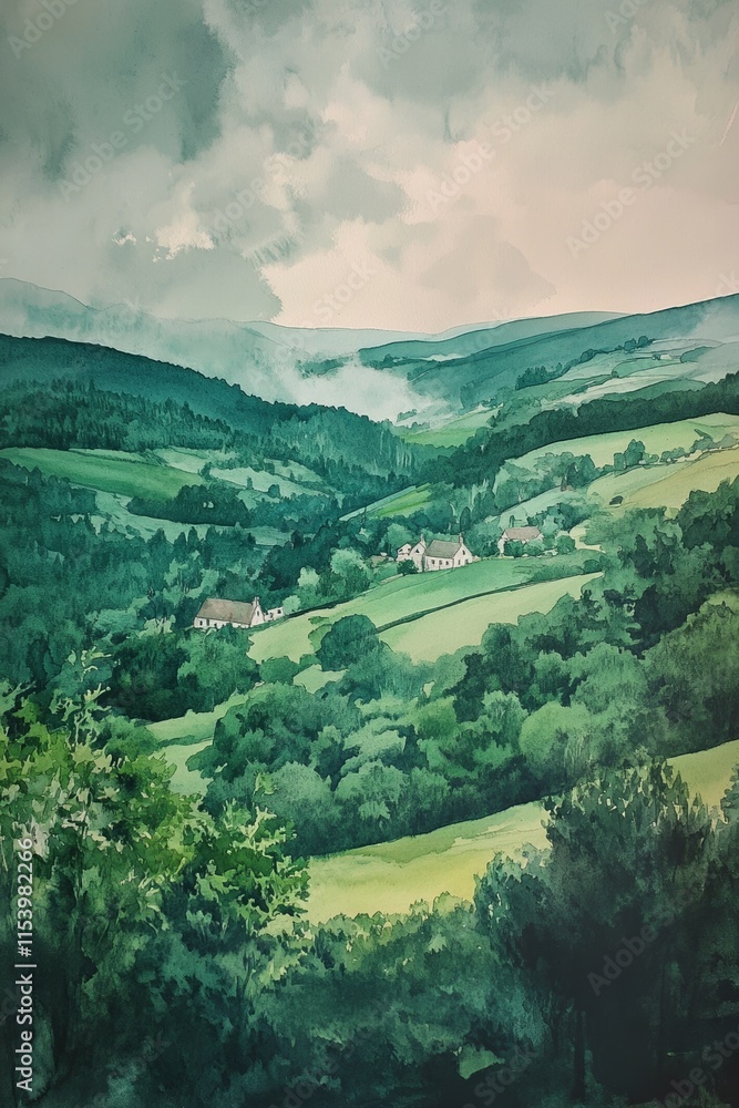 Obraz premium Serene Green Valley Landscape