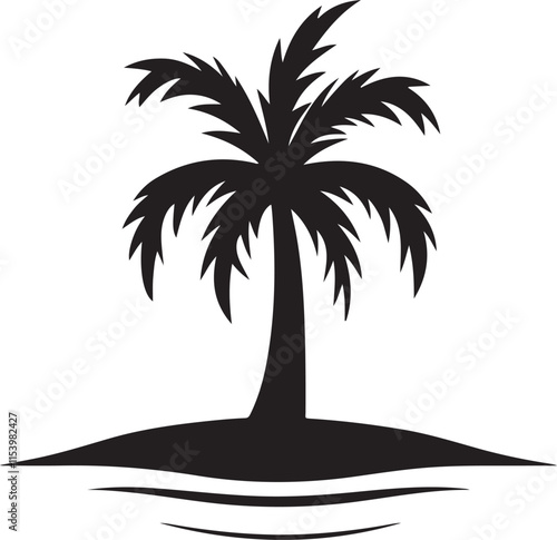 Palm tree silhouette vector art.