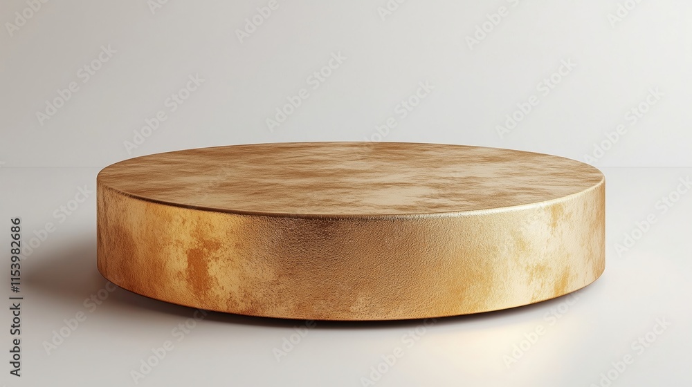 Elegant Round Display Platform with Golden Textured Surface Elegant Round Display Platform with Golden Textured Surface