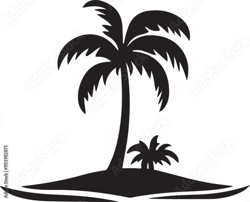 Palm tree silhouette vector art.