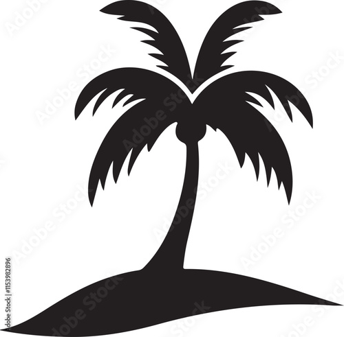 Palm tree silhouette vector art.