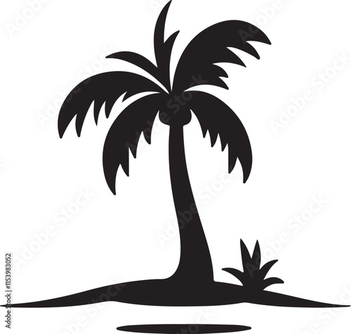 Palm tree silhouette vector art.