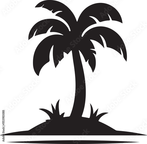 Palm tree silhouette vector art.