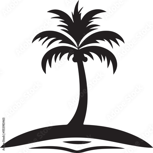 Palm tree silhouette vector art.