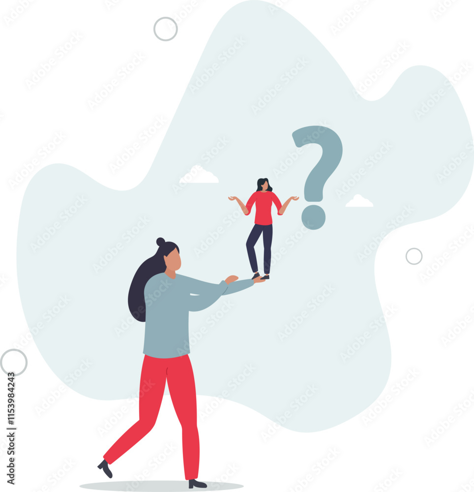 Ask yourself a question, process for self improvement, personal development, problem solving or review and evaluation concept.flat characters. Ask yourself a question, process for self improvement, personal development, problem solving or review and evaluation concept.flat characters.