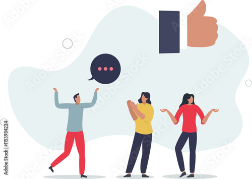 Convincing people persuade to believe in idea, influence or communicate reason in meeting argument,flat characters.