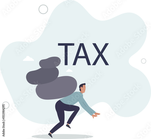Heavy tax burden to pay off, weight or debt problem, bankruptcy or financial problem, government obligation concept.flat characters.