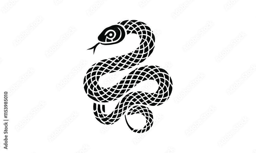 Obraz premium Vector illustration of snake wriggled in the shape of a triangle., easily editable.