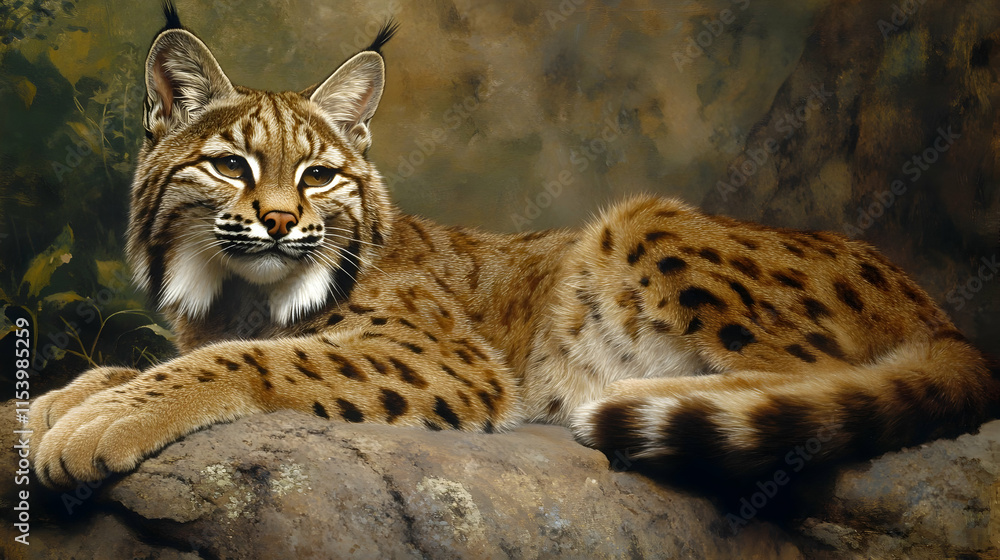 Lynx relaxing on a rock forest habitat animal photography natural environment close-up view wildlife concept Lynx relaxing on a rock forest habitat animal photography natural environment close-up view wildlife concept