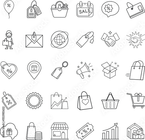 Ecommerce Shopping Sale Icons Marketing, Branding, and Retail