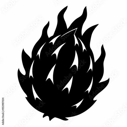 Dragonfruit black silhouette vector