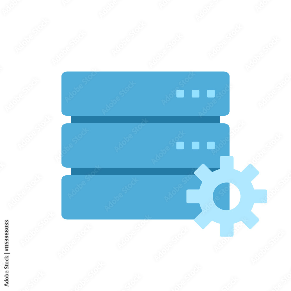 computer server icon with gear setting symbol. data server symbol. flat style tech icon. computer server icon with gear setting symbol. data server symbol. flat style tech icon.