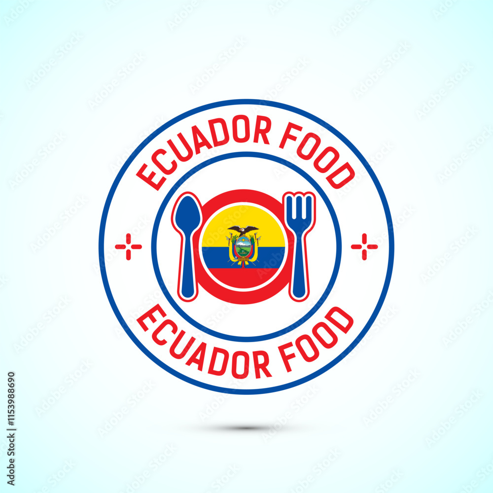 Fototapeta premium Ecuador food icon badge with flag, suitable for restaurant business