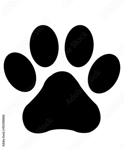 Dog paw print clip art design on plain white transparent isolated background for card, shirt, hoodie, sweatshirt, apparel, card, tag, mug, icon, poster or badge
