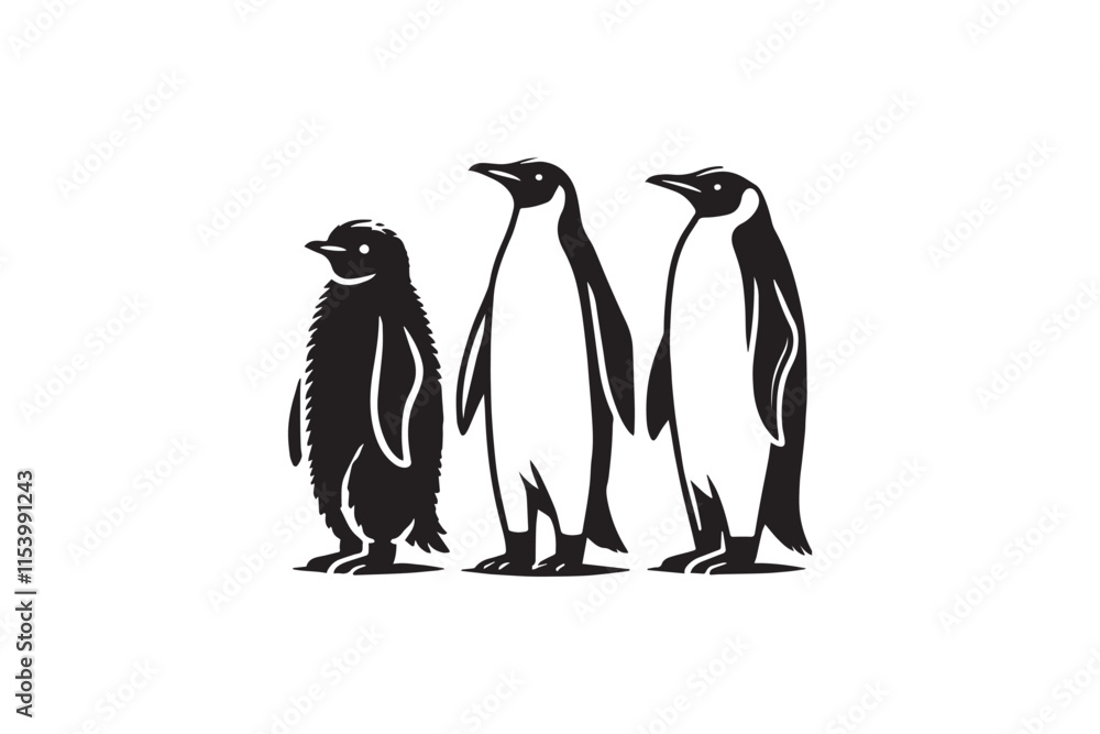 Obraz premium simple black an white penguin vector silhouette isolated on a white background