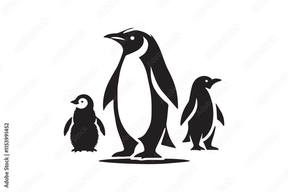Fototapeta premium simple black an white penguin vector silhouette isolated on a white background