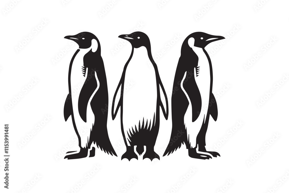 Naklejka premium simple black an white penguin vector silhouette isolated on a white background