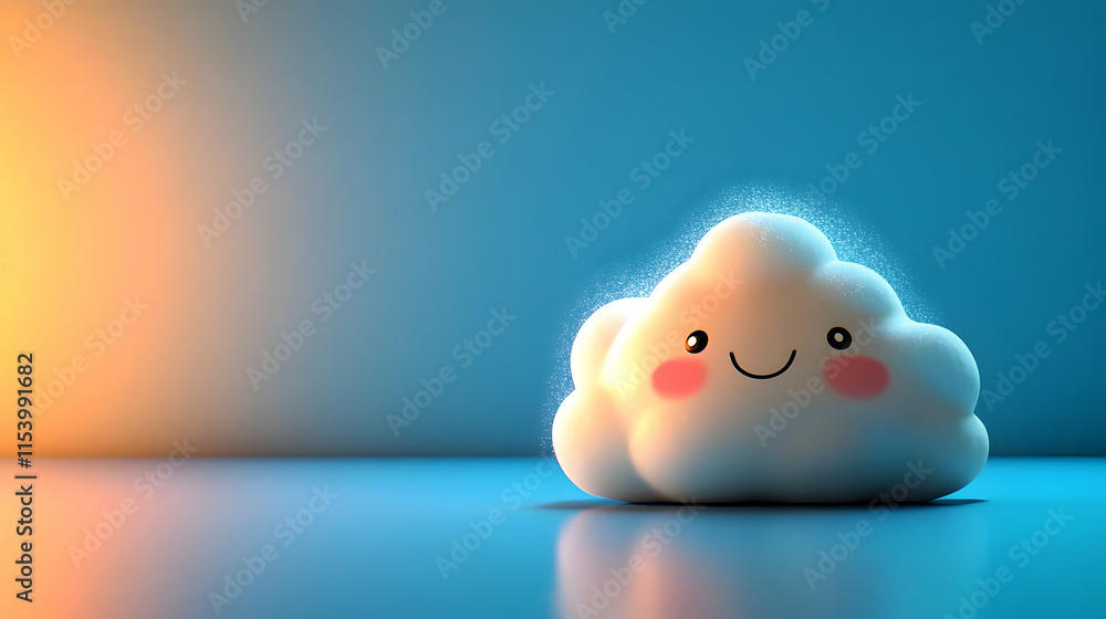 Happy Cloud 3D Render Illustration Happy Cloud 3D Render Illustration