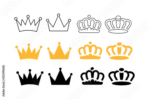 Attractive crown vector illustration sets for captivating visuals, golden crown, crown collection, luxury, elegant, premium, majestic, decorative, crownlike, imagery, ornate, prestigious, affinity