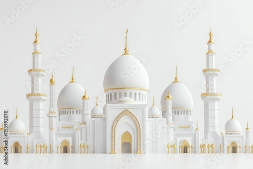 Wallpaper Mural Elegant Minimalist Mosque Design in White and Gold Torontodigital.ca