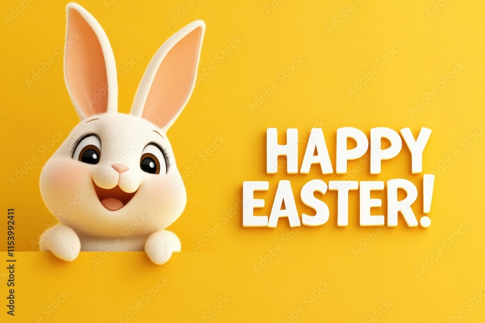 A vibrant and joyful Easter Bunny is joyfully celebrating against a bright and cheerful yellow background, embodying the spirit of the season and spreading happiness to everyone it meets A vibrant and joyful Easter Bunny is joyfully celebrating against a bright and cheerful yellow background, embodying the spirit of the season and spreading happiness to everyone it meets
