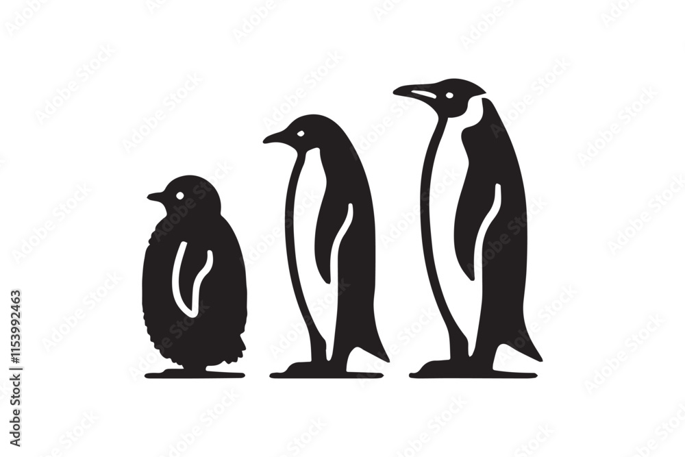 Obraz premium simple black an white penguin vector silhouette isolated on a white background
