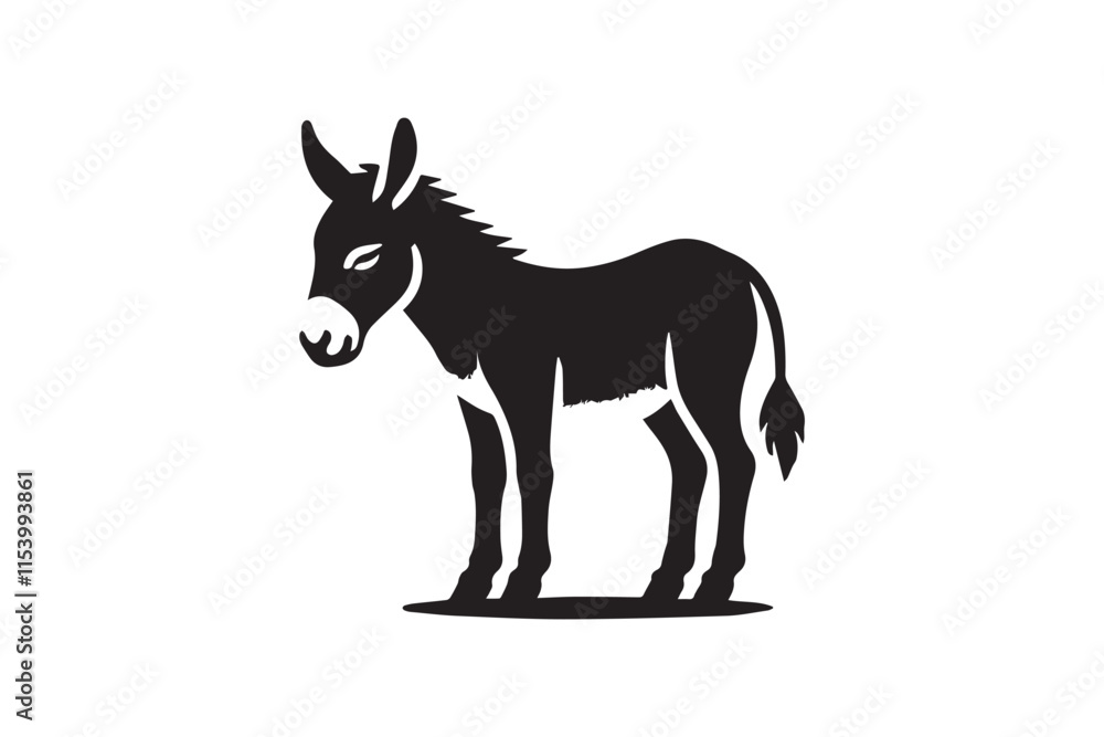 simple black an white donkey vector silhouette isolated on a white background simple black an white donkey vector silhouette isolated on a white background
