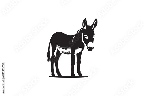 simple black an white donkey vector silhouette isolated on a white background