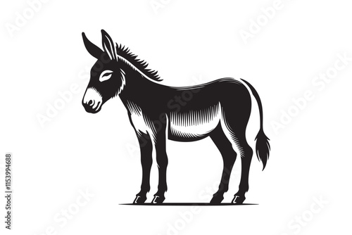 simple black an white donkey vector silhouette isolated on a white background