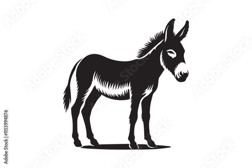 simple black an white donkey vector silhouette isolated on a white background