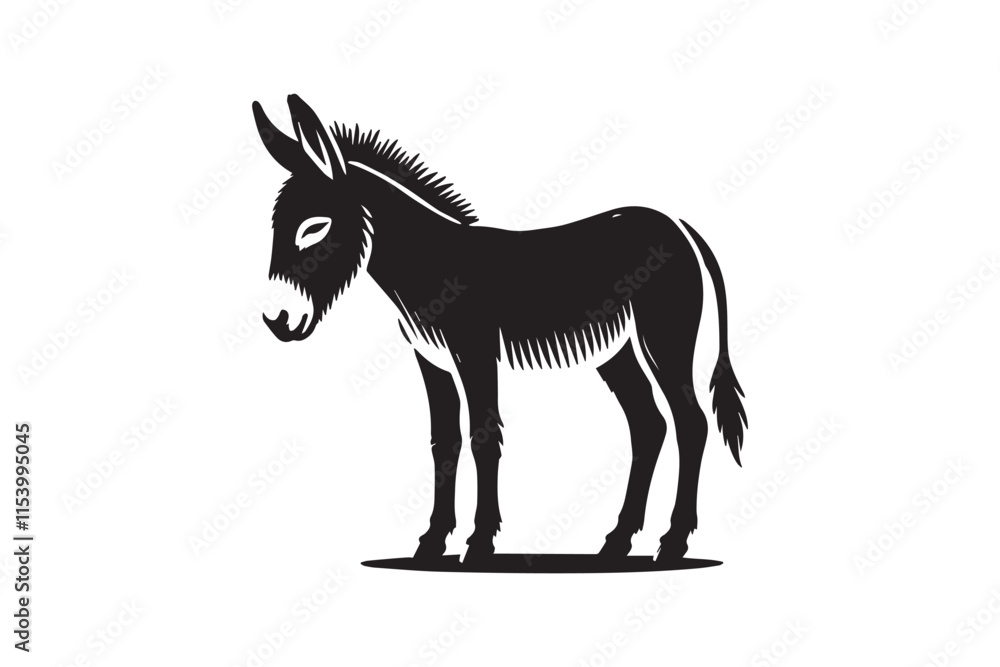 Fototapeta premium simple black an white donkey vector silhouette isolated on a white background