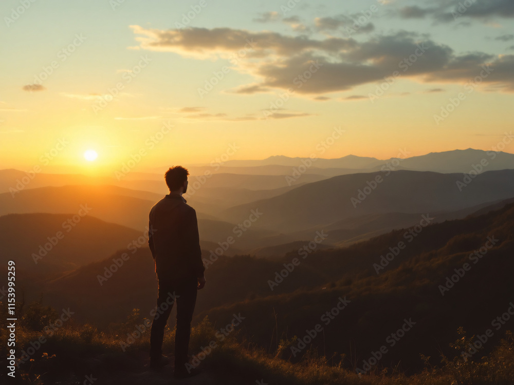 Silhouette of a triumphant person against a vibrant sunset, conveying empowerment and joy. Silhouette of a triumphant person against a vibrant sunset, conveying empowerment and joy.