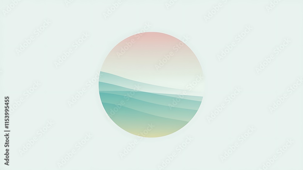 Abstract Oval Depicting Serene Ocean Waves And Sky Abstract Oval Depicting Serene Ocean Waves And Sky