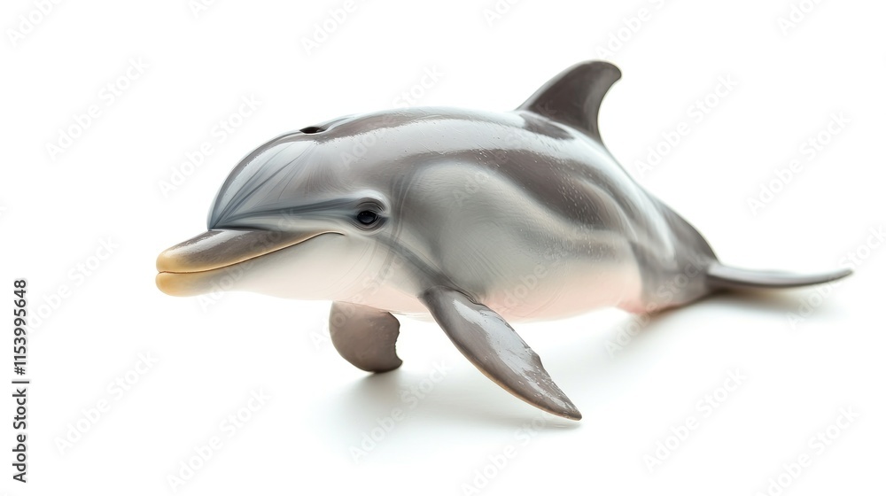 Fototapeta premium Gray dolphin toy isolated on white background.