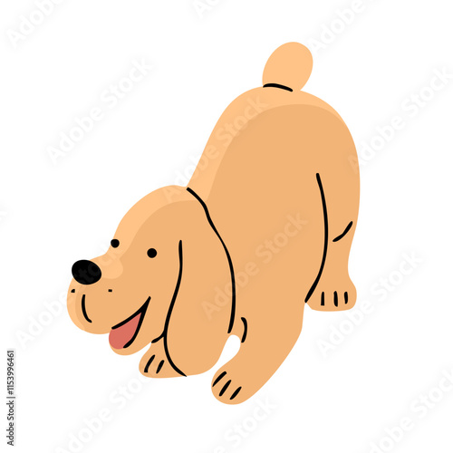 Cute spaniel dog. A pet is a friend. Little cheerful puppy. Animal character. Cartoon vector illustration isolated on white background