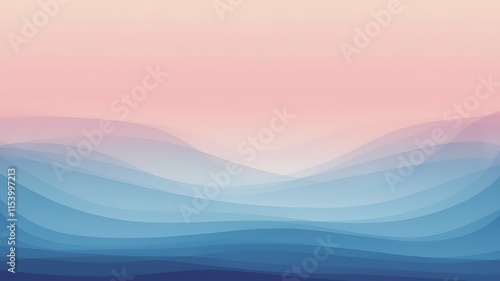 Abstract Blue And Pink Gradient Landscape