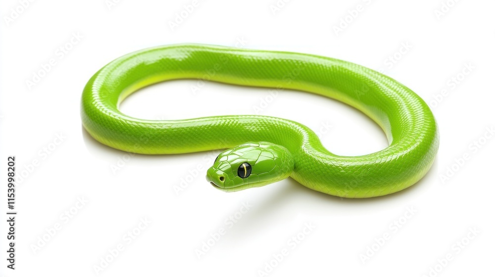 Green tree python coiled on white background. Green tree python coiled on white background.