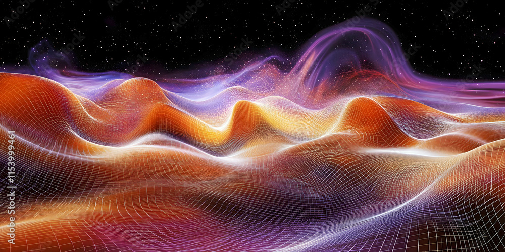 Obraz premium visualization of fractal waves, ai generated,