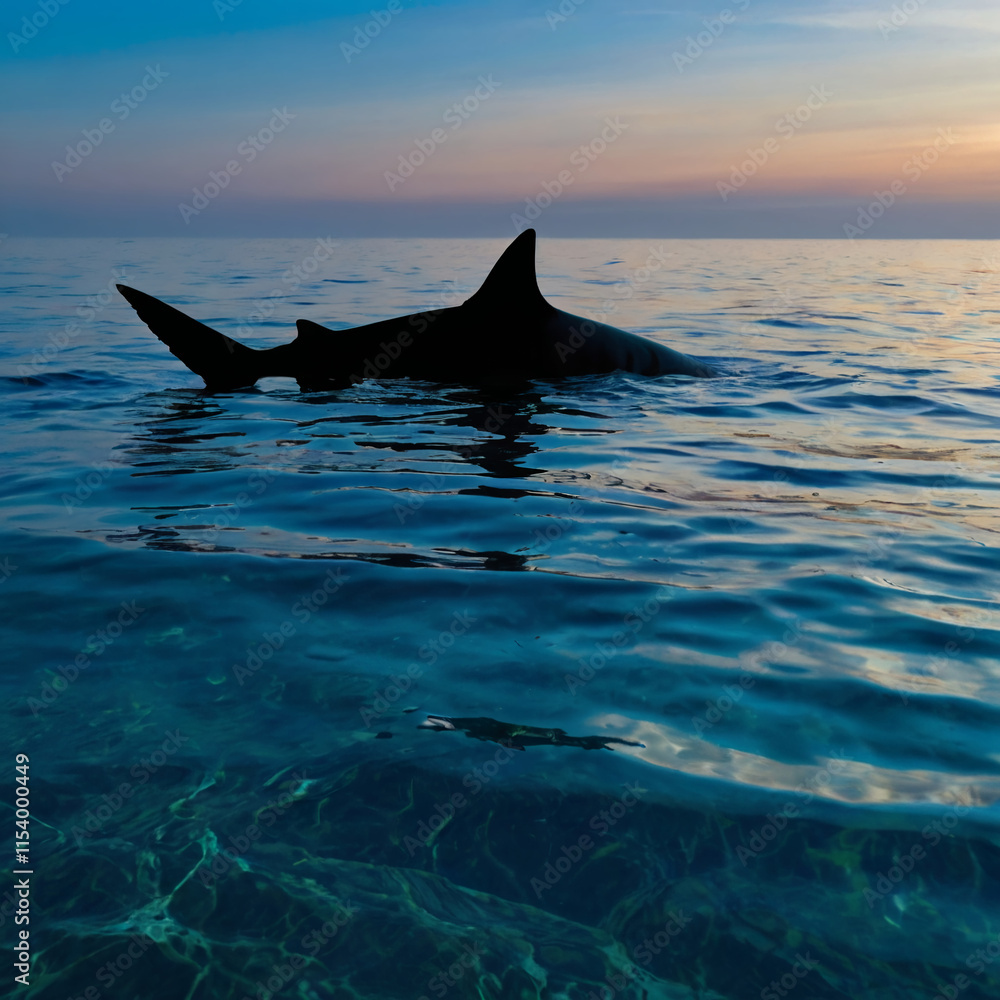 Fototapeta premium Shark Silhouette in the Depths