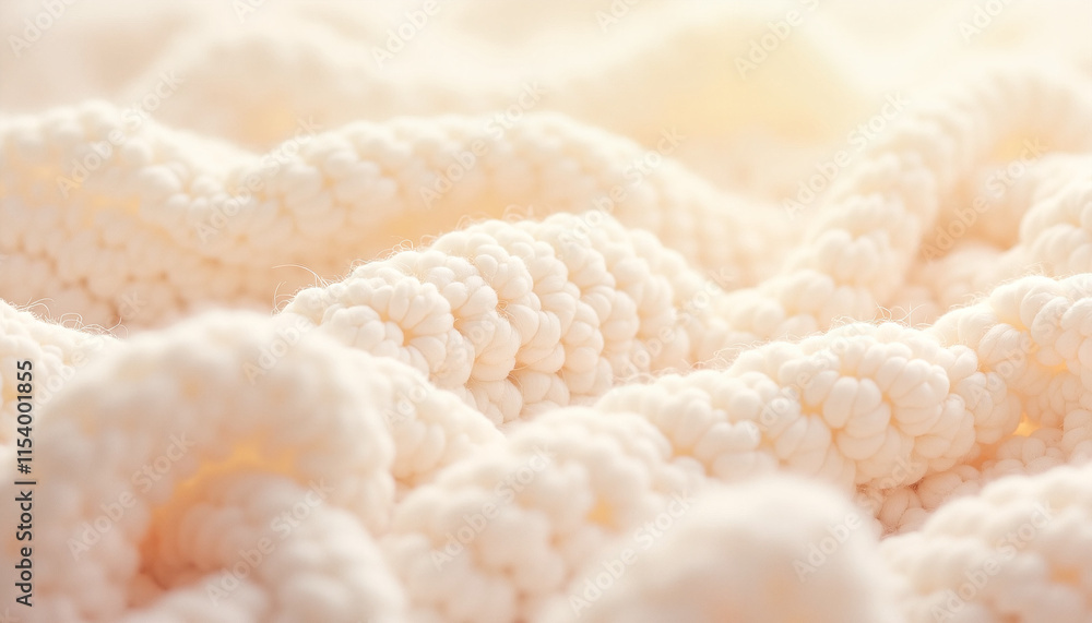 Soft cream-colored knitted fabric in warm light Soft cream-colored knitted fabric in warm light