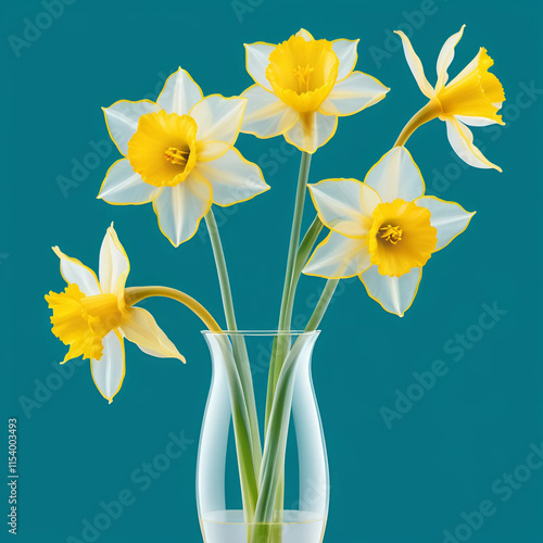 Daffodils in vase. X-ray image photo