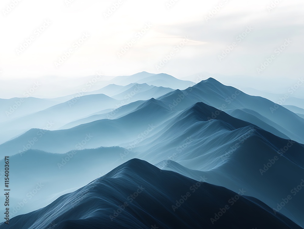 Fototapeta premium An abstract mountain ridge represented in layers of soft grays and cool blues.